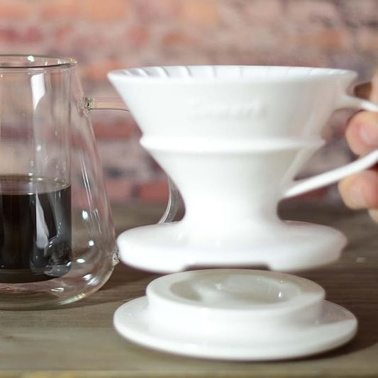 Pour Over Coffee Dripper Set V60#2 Ceramic Dripper + Dripping Tray (Dripping Tray)