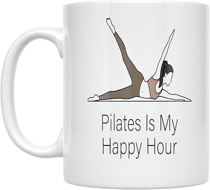 Pilates Lover Coffee Mug - Mindful Movement Design - 11 oz White Ceramic - Minimalist Style