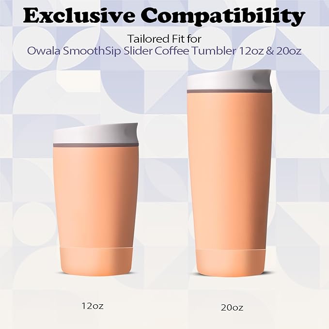 2pcs Silicone Boot for Owala SmoothSip Slider Coffee Tumbler 20oz 12oz, Anti-Slip Sleeve for Travel Coffee Mug, Protective Accessories for Owala BPA Free (Peach Keen)