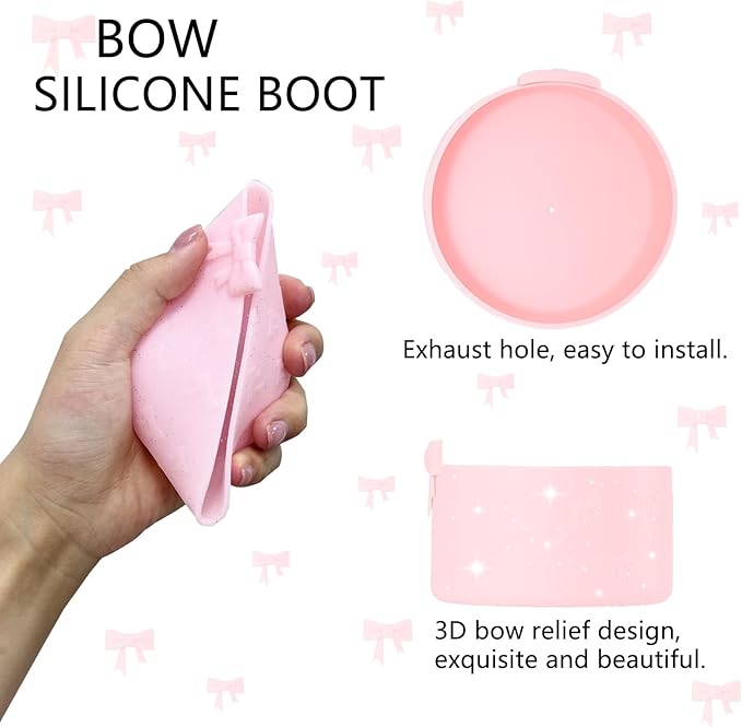 Bow Silicone Boot for Owala 32oz, Anti-Slip Protective Sleeve Bottom Bumper Protector for FreeSip, Twist, and Flip Stainless Steel Water Bottles Accessories,Dishwasher Safe and BPA Free