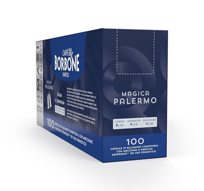 Caffè Borbone Magica Palermo Aluminum Capsules Compatible with Nespresso Original Machines, Dark Roast, 100 Count