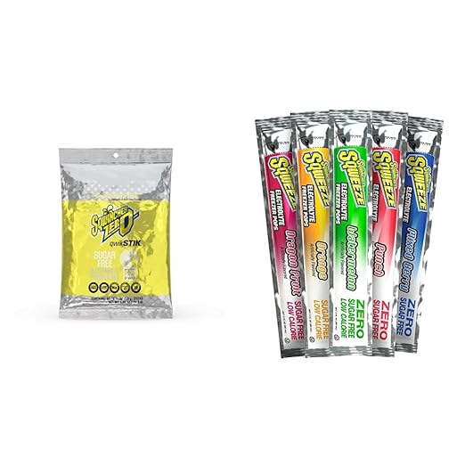 Sqwincher Zero Sugar Hydration Bundle with Lemonade Drink Mix (50 Pack) and Assorted Flavor Freezer Pops (50 Count)
