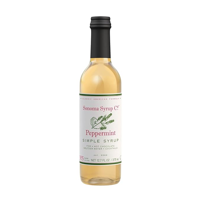 Sonoma Syrup Co. Peppermint Infused Simple Syrup 12.7 fl oz | for Coffee, Cocktails, and Cooking | Hand Crafted in the USA