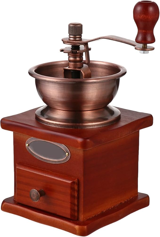 RUNROTOO Manual Coffee Grinder Hand Bean Grinder Premium Wood, Ceramic Core, and Iron Handle for Large Capacity and Travel