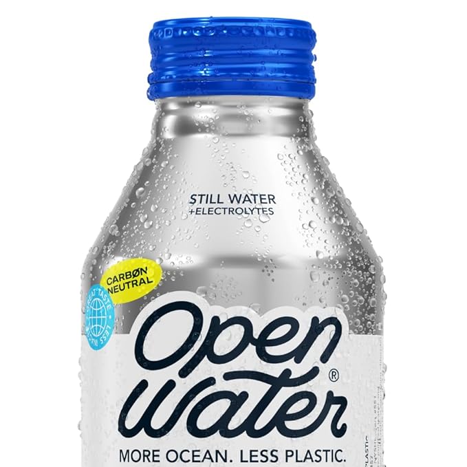 Open Water Still Bottled Water with Electrolytes in 16-oz Aluminum Bottles (1 Cases, 12 bottles - Still) | BPA-free and Eco friendly
