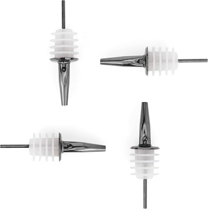 Molimoli Pour Spout Made of Stainless Steel with Automatic Anti-Oxidation Mechanism, Bottle Pourers for Alcohol and Liquor, Olive Oil Dispenser Spout, Wine Pourer Spout,Pack of 4,Black