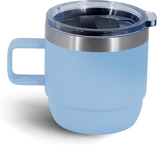 10 oz Stackable Mug, Stainless Steel cup with handle, Vacuum Insulated Espresso/Coffee Mug, shot Glass Set for 1-Piece Set for Coffee, Spirits, Wine, Tea - Sky Blue