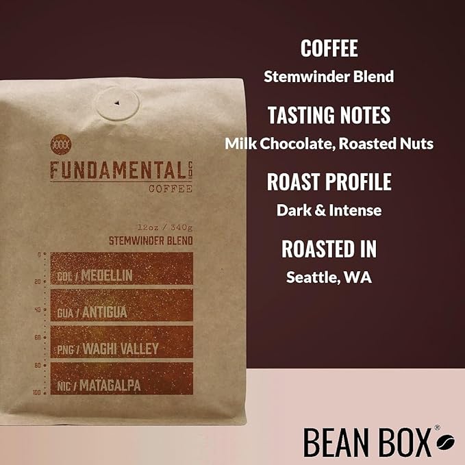 Stemwinder Blend - Roasted by Fundamental Coffee Company - Whole Bean Coffee - 12 Ounce Bag
