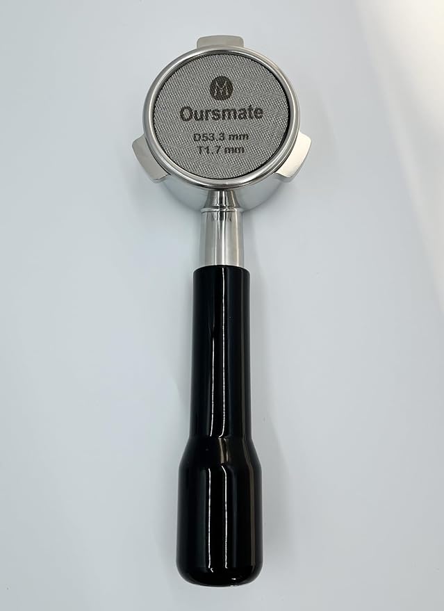 Bottomless Portafilter, 54mm, with Filter Basket and Puck Screen for Breville Barista Express, 3 Ears Stainless Steel, Black Handle