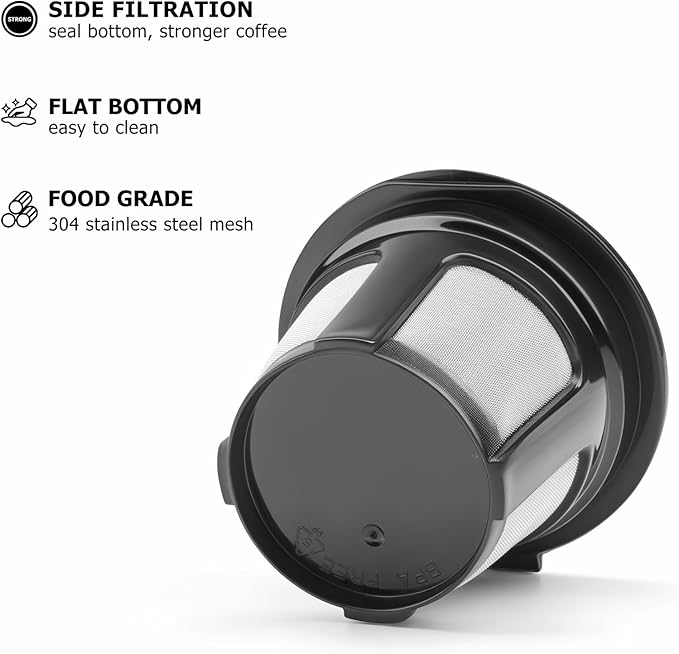 Reusable K Cups for Keurig K Elite, K Classic, K Compact, K Latte, K Duo and All 2.0 & 1.0 Coffee Makers, 2 Pack K Cup Coffee Filters - Black