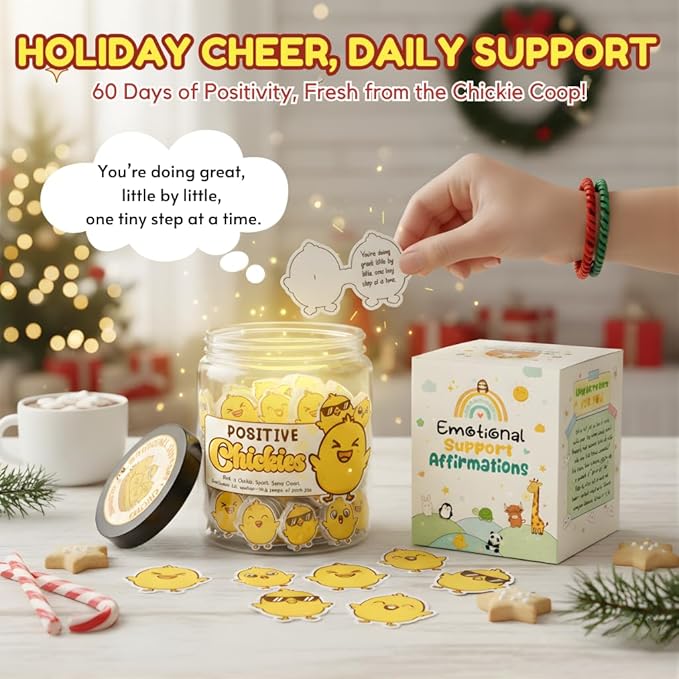 60 Positive Chick Jar, Affirmation Cards for Women, Teens, Emotional Support Chickies, Chicken Gift, Chicken Gifts for Women, Funny Chicken Gift, Chicken Stuff, Chicken Lady Gifts