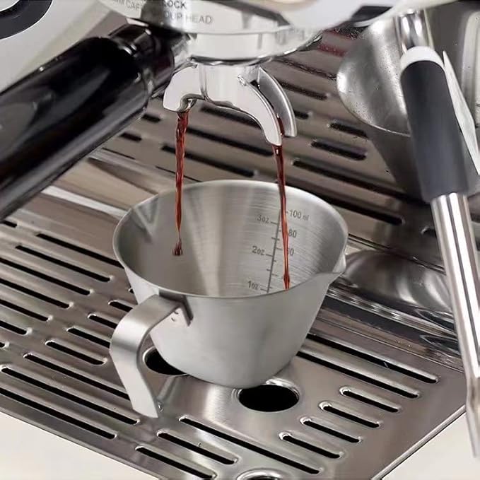 Espresso Measuring Cup, Expresso Shots Cup with Double Spouts, Stainless Steel Espresso Pouring Cup with 1 oz/ 1.5 oz/ 2 oz/ 2.5 oz/ 3 oz Marks - 2 Pack