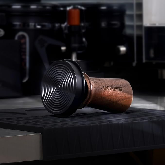 IKAPE 53.3mm Espresso Tamper, Spring-loaded Calibrated Tamper with Walnut Handle, Titanium Ripple Plating Base, Fits for 54 Breville Espresso Machine Bottomless Portafilter
