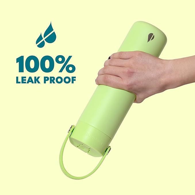 Elemental 24oz Insulated Water Bottle with Straw - 100% Leak-Proof Stainless Steel Core Water Bottles for Travel, Sports and Gym - Double Wall Insulation & BPA Free - Beige Leopard