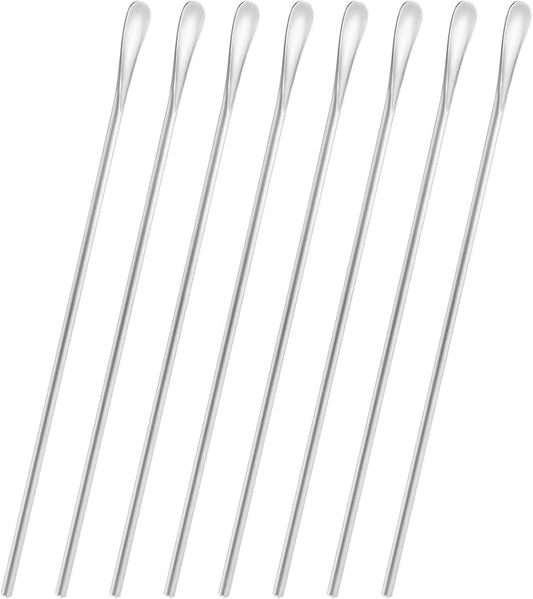 8-Pack 10" / 25.8cm Stainless Steel Long Handle Stirring & Mixing Spoon – Reusable Bar Tool for Coffee, Tea, Iced Drinks & Cocktails