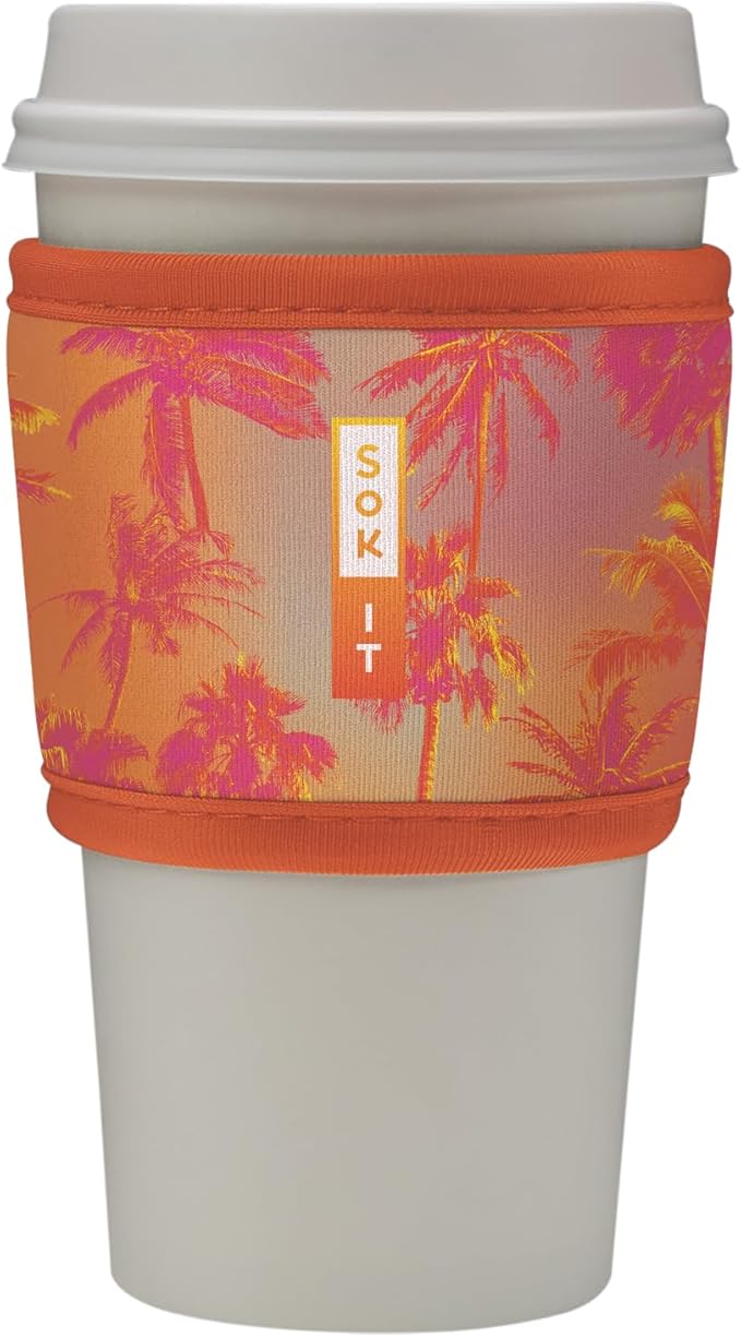Sok It HotSok Coffee & Tea Reusable Insulated Neoprene Cup Sleeve (Sunset Palm)