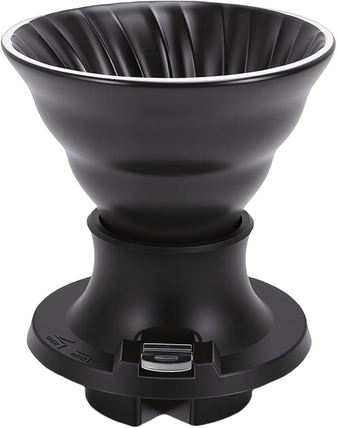 Premium Ceramic Pour Over Coffee Dripper - Heat Immersion Cone Brewer with Filter Holder for Home, Office & Travel Use, Ideal Coffee Maker for Daily Brewing (Black)