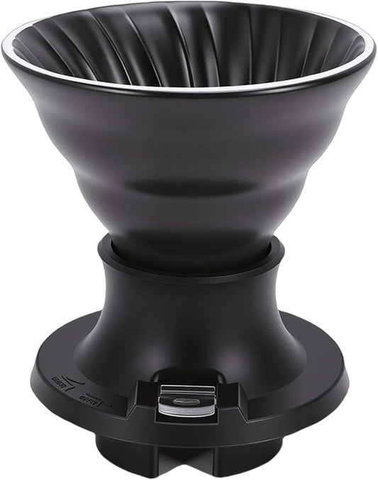 Premium Ceramic Pour Over Coffee Dripper - Heat Immersion Cone Brewer with Filter Holder for Home, Office & Travel Use, Ideal Coffee Maker for Daily Brewing (Black)