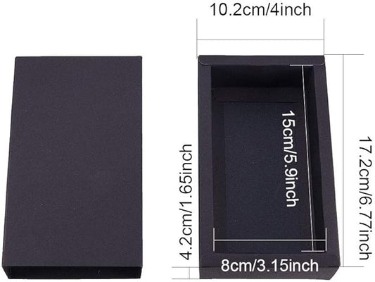 BENECREAT 16 Pack Kraft Paper Drawer Box 6x3x1.5 Festival Gift Wrapping Boxes Soap Jewelry Wedding Party Favors, Christmas, Festival Gift Packaging - Black