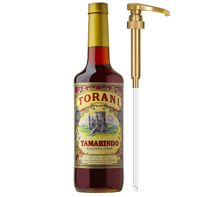 Torani Tamarindo Syrup, 100th Anniversary Flavor for Drinks, Glass Bottle with Pump Included, 25.4 Fl Oz