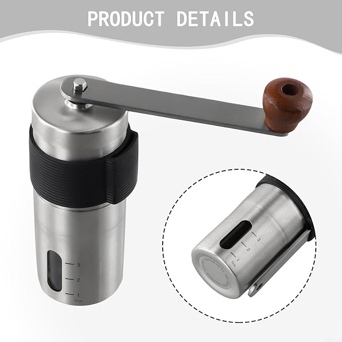 Deskbloom Manual Coffee Grinder Stainless Steel Portable Hand Crank Adjustable Coarseness Conical Burr for Espresso Pour Over Drip Cold Brew