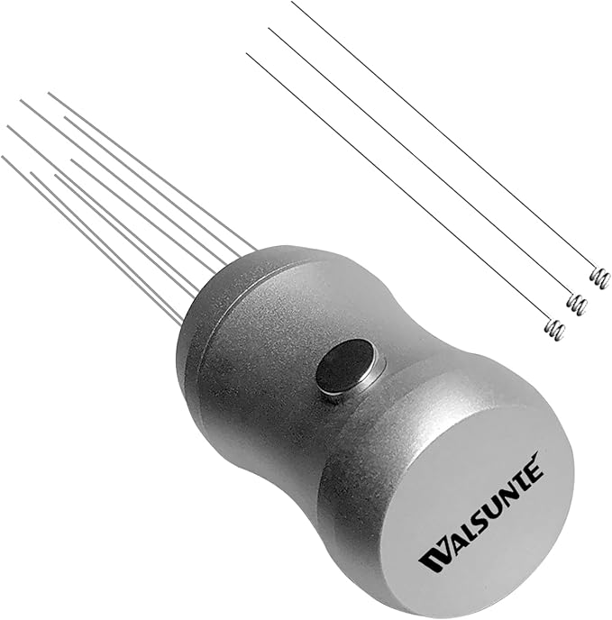 WDT Tool Espresso Distributor - Magnetic Espresso Distribution Tool with 8 x 0.4mm Stainless Steel Needles, Includes 3 Extra Replaceable Needles, Precision Espresso Stirrer (Silver)