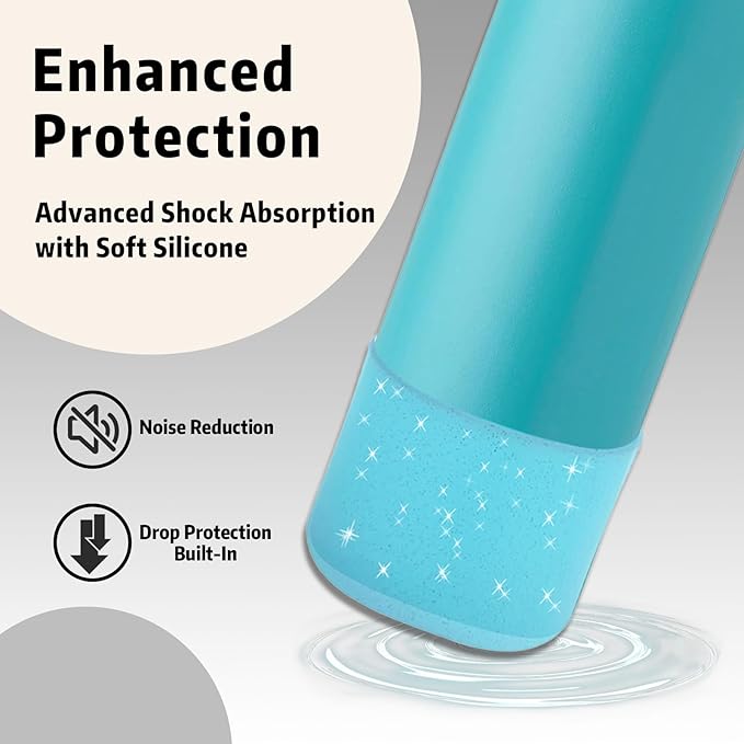 Silicone Boot for Owala 32oz Water Bottle – Anti-Slip Protective Cover, Bottle Boot, Base Cover Compatible with FreeSip, Sleeve for Stainless Steel Tumblers (Glitter Blue, 32OZ)