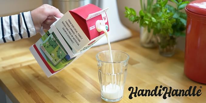 HandiHandle® Half Gallon Milk, Juice, or Beverage Carton Holder | Lightweight and Slim to Save Refrigerator Space | for Seniors, Home Kitchens, Coffee Shops, Restaurants, and Baristas. (1)