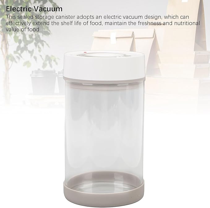 Electric Vacuum Canister, Vacuum Glass Storage Container Bean Nuts Storage Organizer for Coffee Tea Food Preservation (950ml)