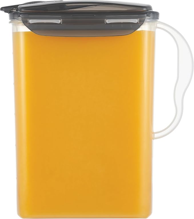 LocknLock Aqua Fridge Door Water Jug with Handle BPA Free Plastic Pitcher with Flip Top Lid Perfect for Making Teas and Juices, 3 Quarts, Gray