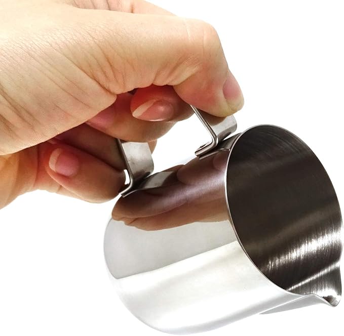 Honbay 1PCS Stainless Steel Milk Latte Frothing Pitcher Cup Jug Steaming Espresso Pitcher for Espresso Cappuccino Milk Cream Latte Coffee(5 Oz)