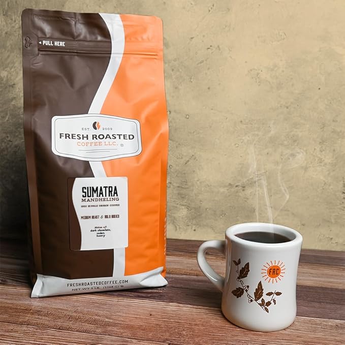 Fresh Roasted Coffee,100% Sumatra Mandheling | 5 lb (80 oz) | Single Origin | Medium Roast | Kosher | Whole Bean