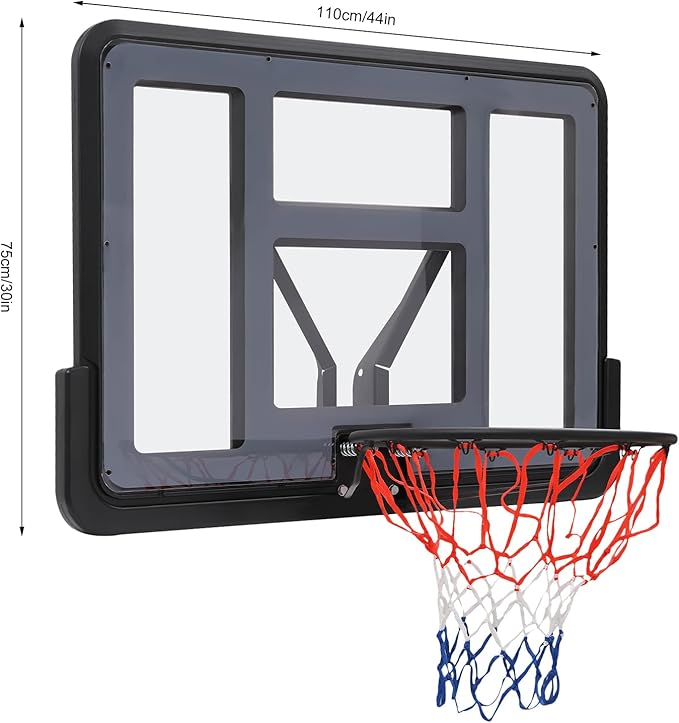 Basketball Backboard and Hoop,Exercise Wall-Mounted Fixed Basketball Hoop Replacement Kit Body Workout,Athletic Training Backboard & Rim Combofor Home Training and Club use Sport ﻿