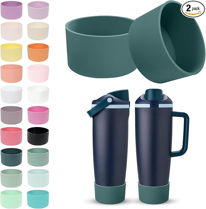 2PCS Silicone Boots for Owala 30oz & 40oz FreeSip Sway Bottles & Tumblers – Non-Slip, Scratch-Resistant, Stability Enhancer for Owala Accessories (Blue Spruce)