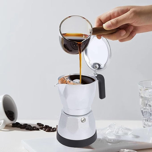 Electric Espresso Coffee Maker, 3 Cup Aluminum Italian Coffee Pot, Electric mokas Pot, Cuban Coffee Maker, Portable Mocha Pot Espresso Maker, Coffee Machine mokas Maker (Silver)