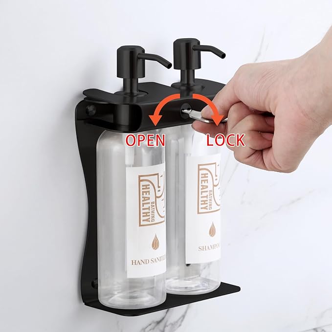 Shampoo, Conditioner, Shower Gel Dispenser 3 Room refillable Shampoo and Conditioner Pump Bottle Wall-Mounted Slot Shower soap Dispenser (KCHS-2)