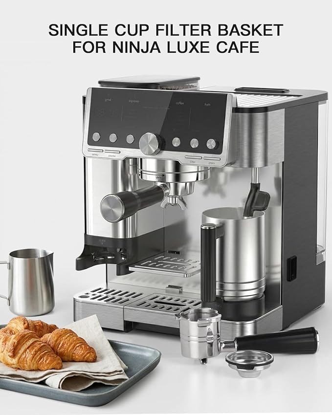 Single Cup Filter Basket Compatible with Ninja Luxe Cafe Accessories ES701, Stainless Steel Coffee Pressurized Porous Filter, Portafilter Basket Reusable Coffee Filter for Ninja Luxe Cafe