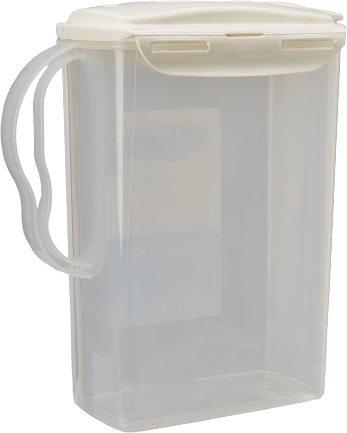 LocknLock Aqua Fridge Door Water Jug with Handle BPA Free Plastic Pitcher with Flip Top Lid Perfect for Making Teas and Juices, 3 Quarts, Ivory