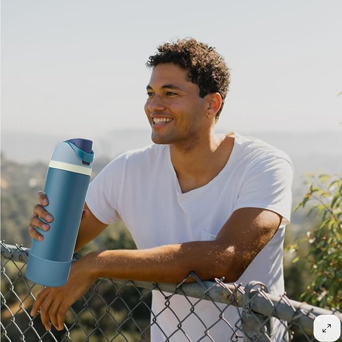 2PCS Silicone Water Bottle Boot, Compatible with Owala 24oz 32oz 40oz, Protective Anti-Scratch & Anti-Dent No Noise Sleeve Cover for FreeSip/Twist/Flip Water Bottles (Denim, 32oz)