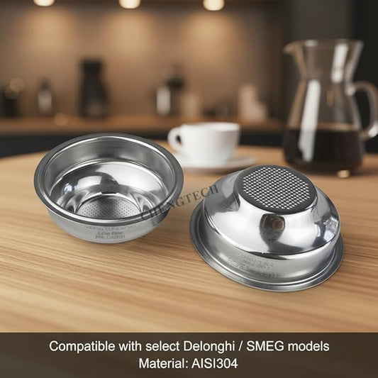 Stainless Steel Coffee Filter, 51mm Single Cup (Single Wall/Non-pressurized) Compatible with DLG EC885/9155/9255/9355/9555/9665/9865, SMEG & EUPA Coffee Machine