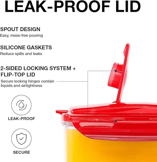LocknLock Aqua Fridge Door Water Jug with Handle BPA Free Plastic Pitcher with Flip Top Lid Perfect for Making Teas and Juices, 2 Quarts, Red