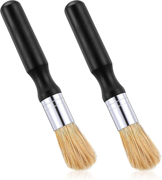 TIESOME 2Pcs Coffee Grinder Cleaning Brush with Wood Handle, Boar Bristles Espresso Machine Brush Cleaner Tool for Barista Home Kitchen Accessories