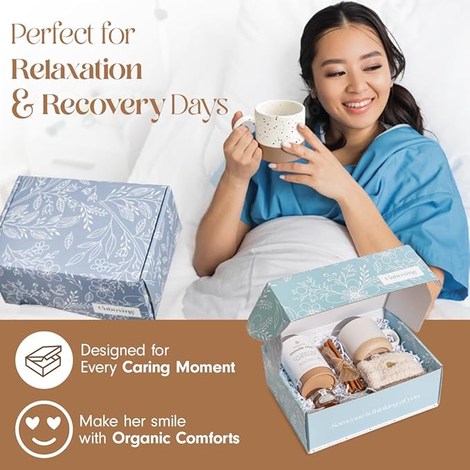 Unboxme Birthday Gift Basket for Women with Socks, Mug, Organic Chai Tea, Honey & Cinnamon, Relaxation Self Care Wellness Tea Gift Set for Mom, Sister, Best Friend