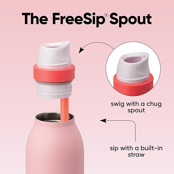 Owala FreeSip Twist Insulated Stainless Steel Water Bottle with Straw for Sports and Travel, BPA-Free, 24-oz, Angel Food Cake