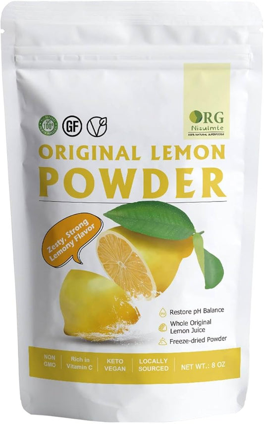 Lemon Powder,Whole Lemon Juice Freeze Dried Powder Strong Lemony Flavor 8 Oz