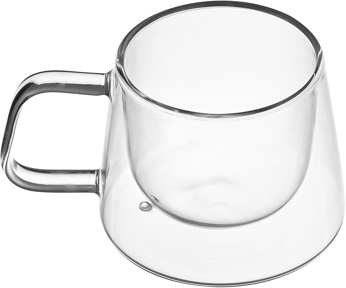 Restaurantware Glass Espresso Cups 12 Count 7 Ounces Borosilicate Double Wall Glass Coffee Mugs Insulated Clear Tea Drinkware for Hot or Cold Beverages