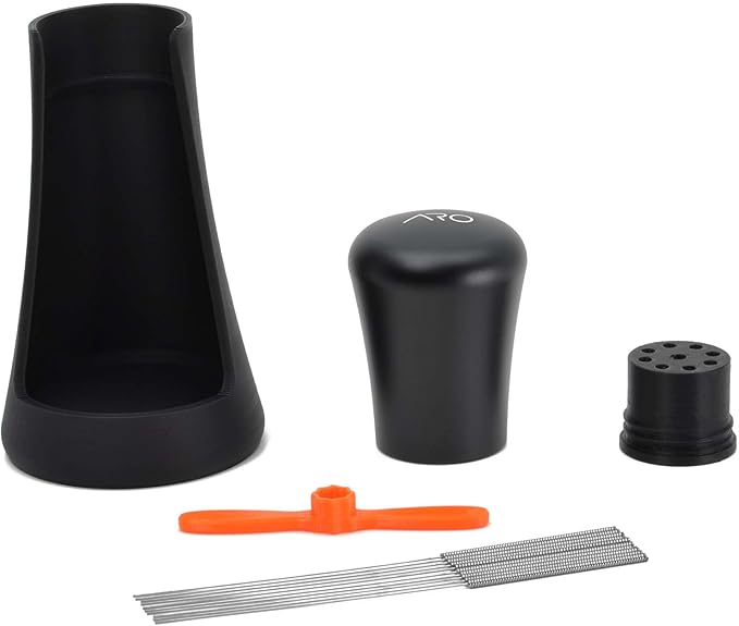 ARO Espresso™ WDT Tool and Self-Aligning Stand | Includes 10x, Flat-Tipped, 0.35mm Diameter, Stainless Steel Pins