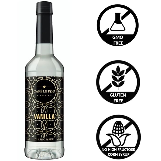NEW Café Le Rou Vanilla Classic Syrup - 25.4 oz, 1 Pack with 1 Gold Pump Dispensers 25.4 Fl Oz (Pack of 1)