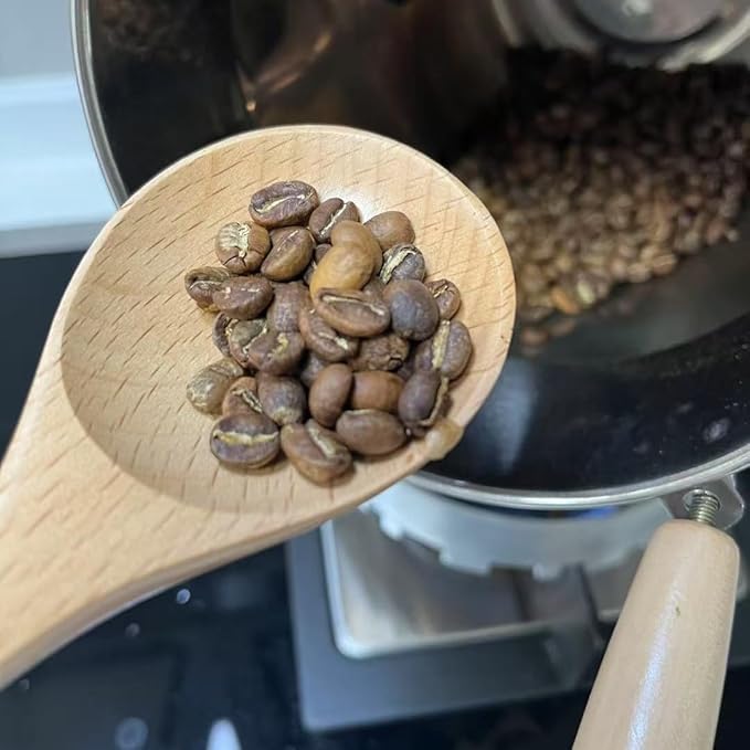 SA&MC Hand-Crank Coffee Roaster Machine Stainless Steel with Thermometer, Large Opening for Easy Observation of Roasting Level, Compatible with Home Gas Stoves and Grills, No Electricity Required.