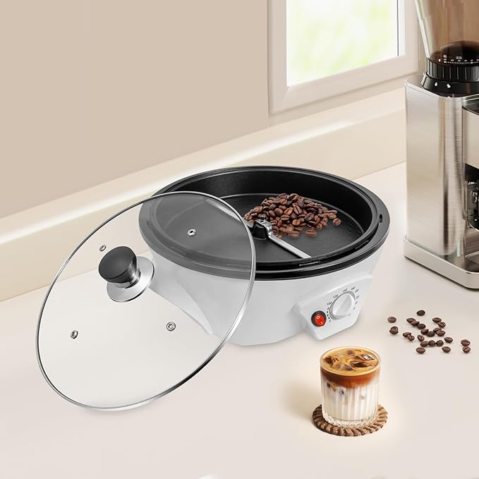 lhoehzhu Coffee Bean Roaster, 110V 800W Non-Stick Coffee Bean Baking Machine, 0-240°C Adjustable Temperature, Electric Coffee Roaster for Home Use, 1.1lbs Capacity